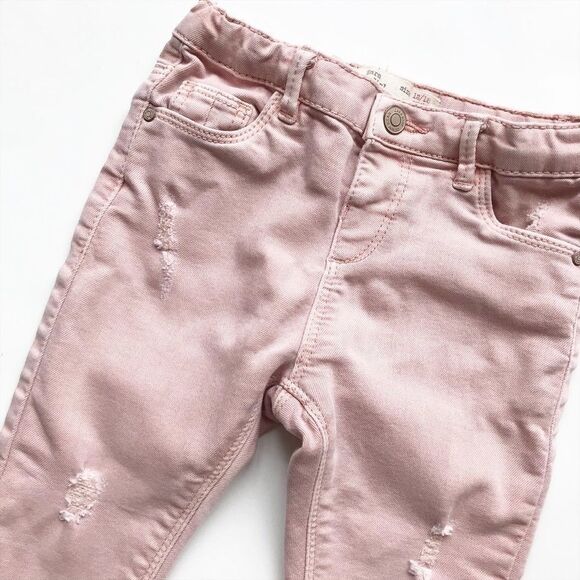 Zara pink distressed soft skinny jeans VGUC 12-18m - Picture 2 of 4
